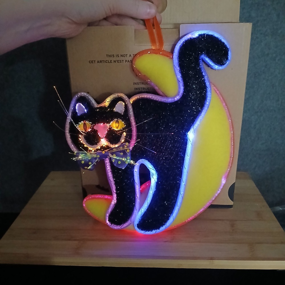 NIB Halloween Cat and Moon Light Up Window Cling Decoration Cute Spooky - Picture 2 of 8